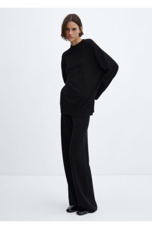 شلوار منگو سیاه فاق نرمال زنانه مانگو 67090473