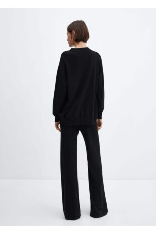 شلوار منگو سیاه فاق نرمال زنانه مانگو 67090473