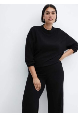 شلوار منگو سیاه فاق نرمال زنانه مانگو 67090473