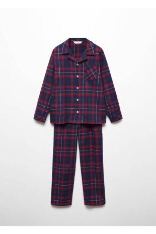 ست پیژامه قرمز فاق نرمال بلند پسرانه مانگو 57079090