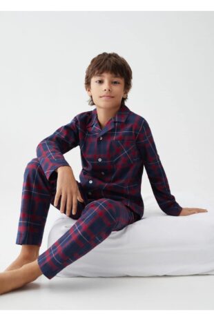 ست پیژامه قرمز فاق نرمال بلند پسرانه مانگو 57079090