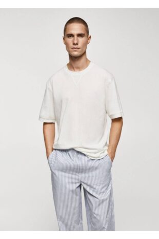 ست پیژامه آبی فاق نرمال بلند مردانه مانگو 67020676