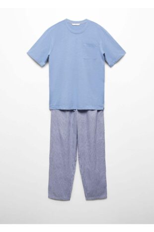 ست پیژامه لاجورد فاق نرمال ندارد مردانه مانگو 67050674