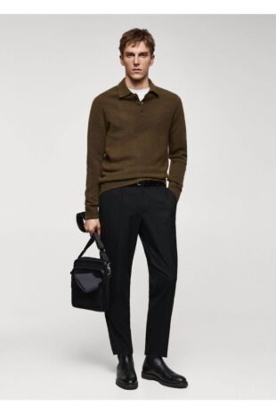 بافت منگو خاکی مردانه مانگو 67070643