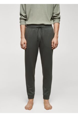 ست پیژامه خاکی فاق نرمال بلند مردانه مانگو 67070673