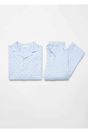 ست پیژامه آبی فاق نرمال بلند پسرانه مانگو 67080677