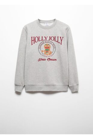 سویشرت منگو خاکستری مردانه مانگو 57079222