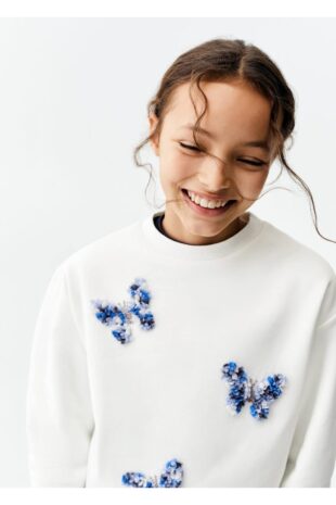 سویشرت منگو سفید دخترانه مانگو 67060648