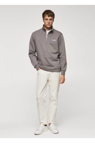 سویشرت منگو خاکستری مردانه مانگو 67020648