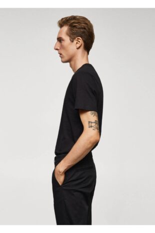 تی شرت منگو سیاه مردانه مانگو 67040647