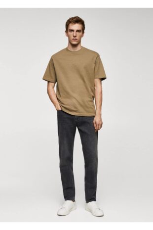 تی شرت منگو قهوه ای مردانه مانگو 67050644