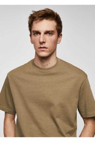 تی شرت منگو قهوه ای مردانه مانگو 67050644