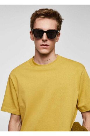 تی شرت منگو زرد مردانه مانگو 67050644