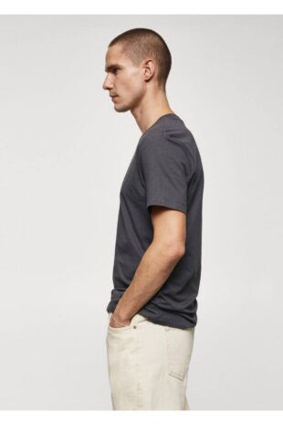 تی شرت منگو خاکستری مردانه مانگو 67090643