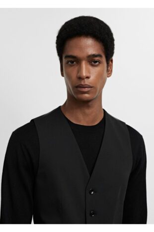 جلیقه منگو سیاه مردانه مانگو 67060621