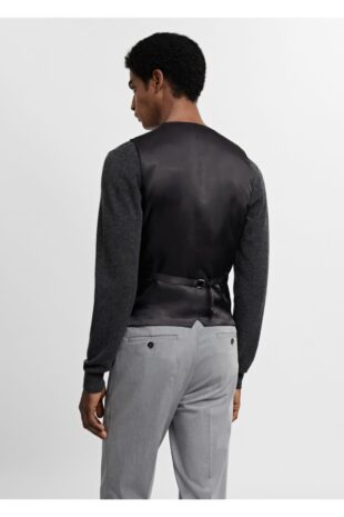 جلیقه منگو خاکستری مردانه مانگو 67080624