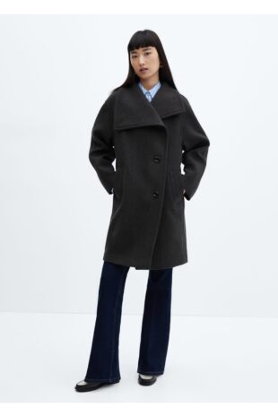 پالتو خاکستری زنانه مانگو 57037734