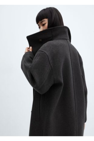 پالتو خاکستری زنانه مانگو 57037734