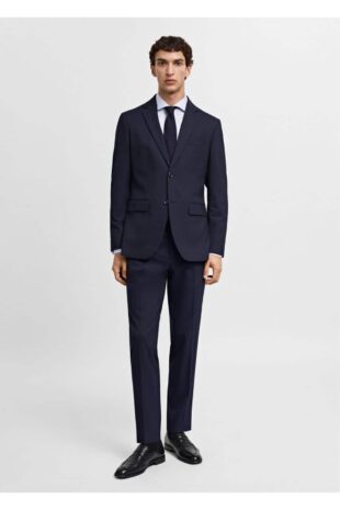 پیراهن آبی مردانه مانگو 67070620