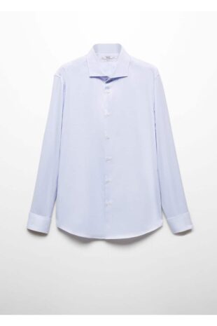 پیراهن آبی مردانه مانگو 67070620