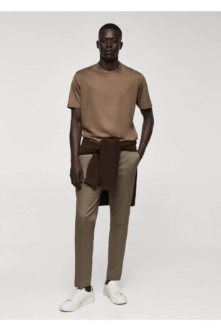 تی شرت قهوه ای مردانه مانگو 67040646