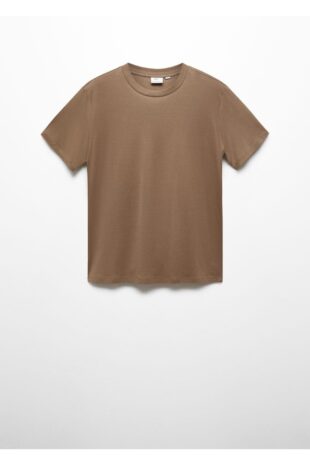 تی شرت قهوه ای مردانه مانگو 67040646
