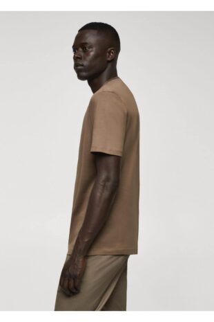 تی شرت قهوه ای مردانه مانگو 67040646