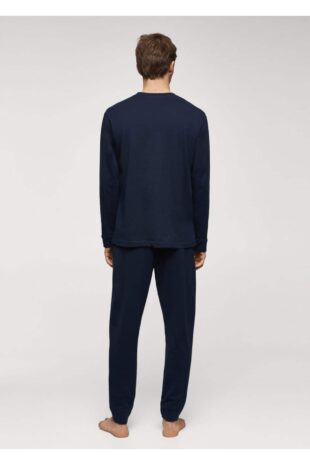 ست پیژامه لاجورد فاق نرمال بلند مردانه مانگو 67030675