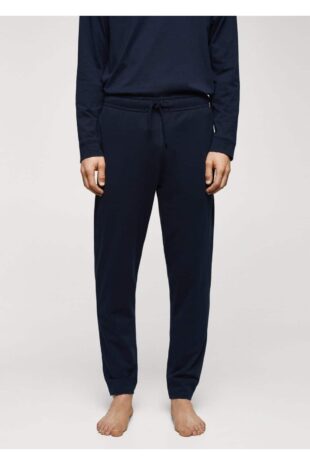 ست پیژامه لاجورد فاق نرمال بلند مردانه مانگو 67030675