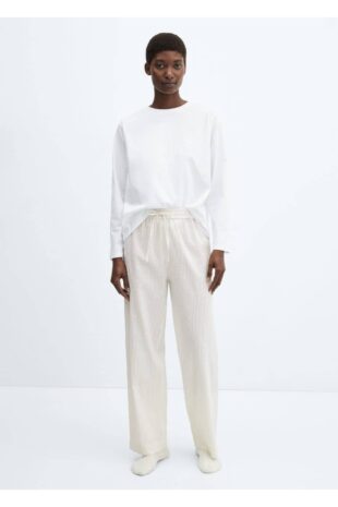 ست پیژامه بژ فاق نرمال بلند زنانه مانگو 67062536