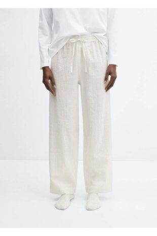 ست پیژامه بژ فاق نرمال بلند زنانه مانگو 67062536