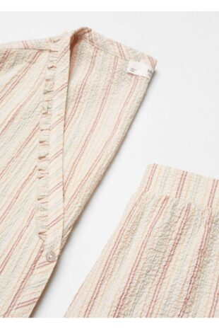 ست پیژامه نارنجی فاق نرمال آستین کوتاه زنانه مانگو 67094019