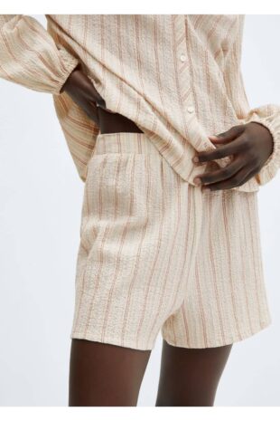 ست پیژامه نارنجی فاق نرمال آستین کوتاه زنانه مانگو 67094019