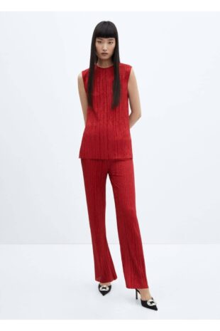 شلوار صورتی فاق نرمال زنانه مانگو 57098634