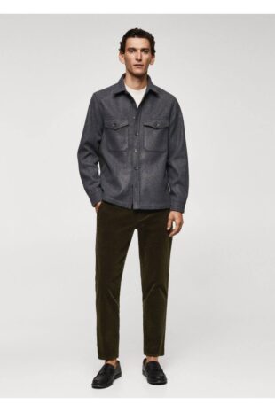 شلوار خاکی فاق نرمال مردانه مانگو 67000629