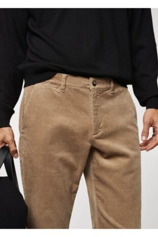 شلوار بژ فاق نرمال مردانه مانگو 67000629