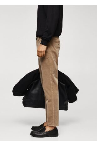 شلوار بژ فاق نرمال مردانه مانگو 67000629