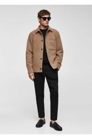 شلوار سیاه فاق نرمال مردانه مانگو 67000637