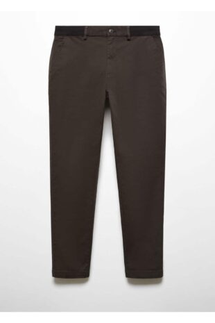 شلوار قهوه ای فاق نرمال مردانه مانگو 67000637