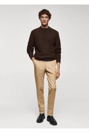 شلوار قهوه ای فاق نرمال مردانه مانگو 67000657