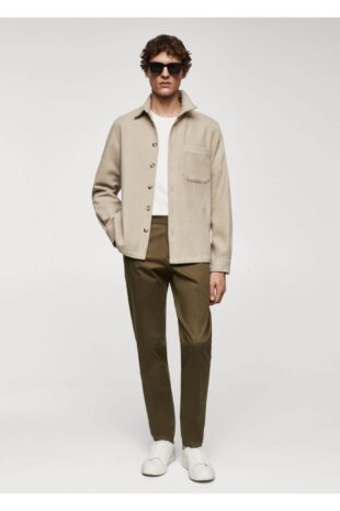 شلوار قهوه ای فاق نرمال مردانه مانگو 67000657