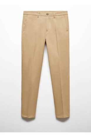 شلوار قهوه ای فاق نرمال مردانه مانگو 67000657