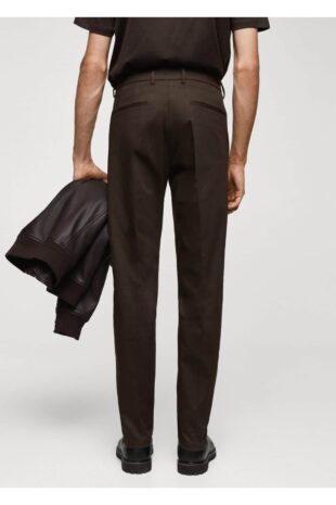 شلوار قهوه ای فاق نرمال مردانه مانگو 67000657