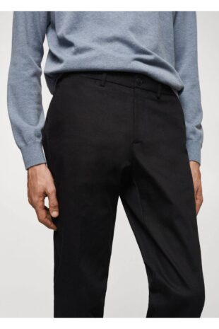 شلوار سیاه فاق نرمال مردانه مانگو 67000657