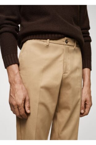 شلوار قهوه ای فاق نرمال مردانه مانگو 67000657