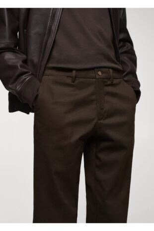 شلوار قهوه ای فاق نرمال مردانه مانگو 67000657