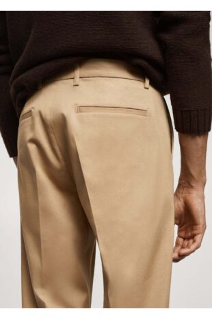 شلوار قهوه ای فاق نرمال مردانه مانگو 67000657