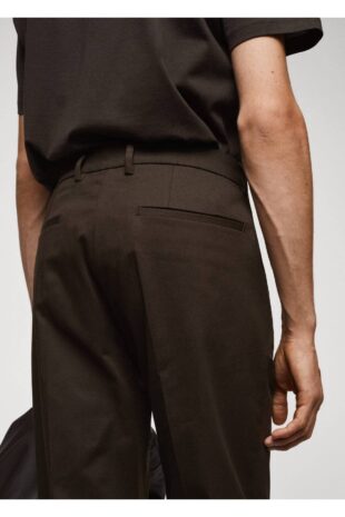 شلوار قهوه ای فاق نرمال مردانه مانگو 67000657