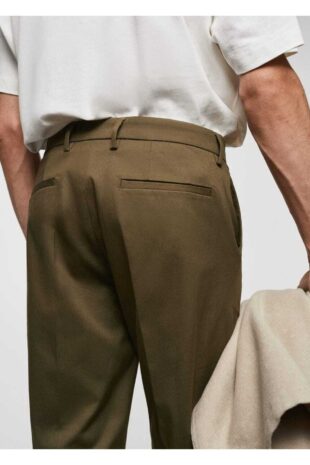 شلوار قهوه ای فاق نرمال مردانه مانگو 67000657