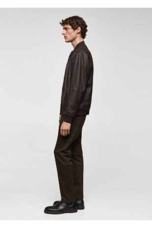 شلوار قهوه ای فاق نرمال مردانه مانگو 67000657